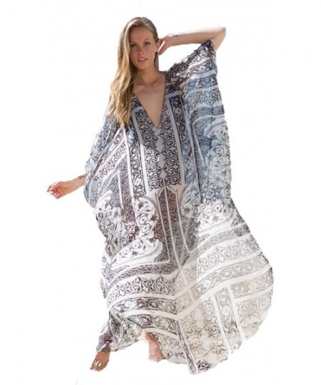 Cover-Ups Womens Conservative Bikini Cover Up Beach Kimono Coverups Robe Pringting Covers - Dresses Color 34 - C418RHUN4SN