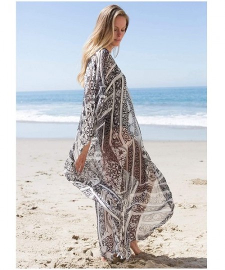 Cover-Ups Womens Conservative Bikini Cover Up Beach Kimono Coverups Robe Pringting Covers - Dresses Color 34 - C418RHUN4SN