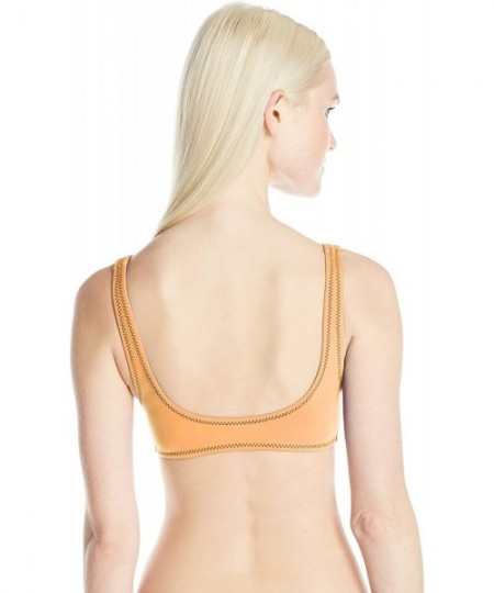 Tops Women's You Spin Me Zip Front Scoop Neck Bikini Top Swimsuit - 80's Throwback Mango - CL18697IGOW