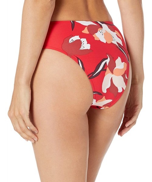 Tankinis Women's Rise High Cut Bikini Bottom Swimsuit - Flower Market Chili - C518ZE5Q030