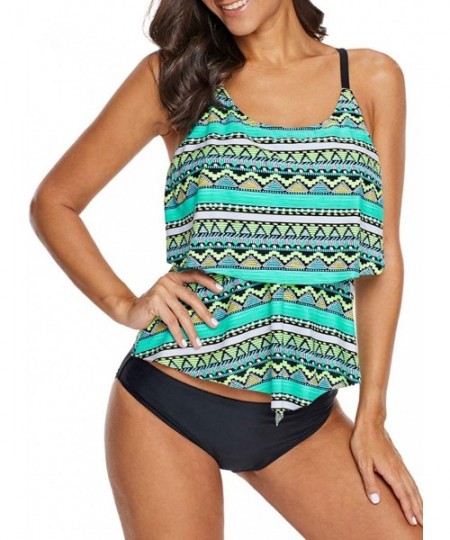 Tankinis Women's Floral T-Back Push Up Blouson Padded Tankini Swimsuits Top (No Bottom) S-3XL - 9-multi - CS18QG9WERD