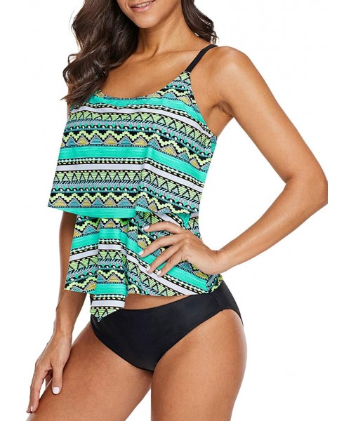 Tankinis Women's Floral T-Back Push Up Blouson Padded Tankini Swimsuits Top (No Bottom) S-3XL - 9-multi - CS18QG9WERD