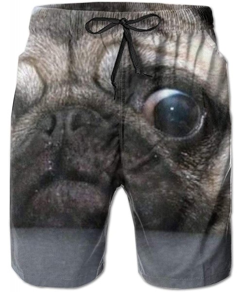 Board Shorts Men's Board Shorts- Quick Dry Swimwear Beach Holiday Party Bathing Suits - Funny Dog Humor Pug - CJ190X7EU9Y