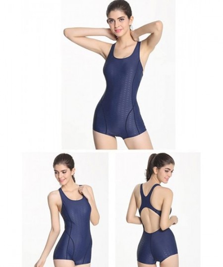 One-Pieces Women's Boyshorts Bodysuit One Piece Swimsuit Sport Bathing Suits - Blue - CU18232WTRR