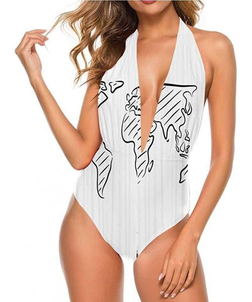 One-Pieces Athletic Training Bathing Suit Sketch Jungle Great Fashion Piece - Multi 23 - CJ19D3CS9AZ