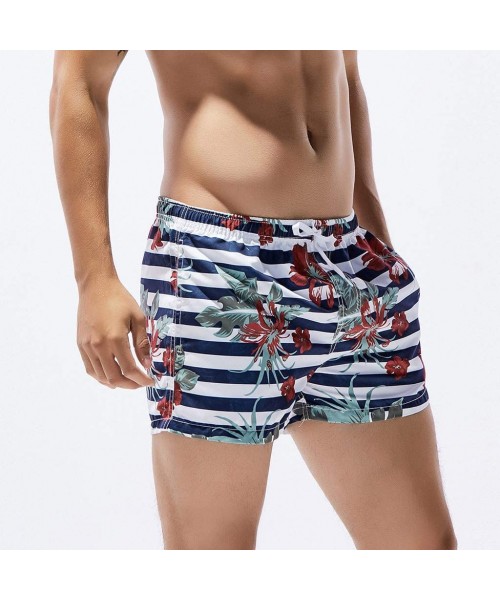 Board Shorts Mens Fashion Floral Drawstring Swim Trunks Outdoor Elastic Waist Slim Fit Beach Shorts Quick Dry Bathing Suits -...