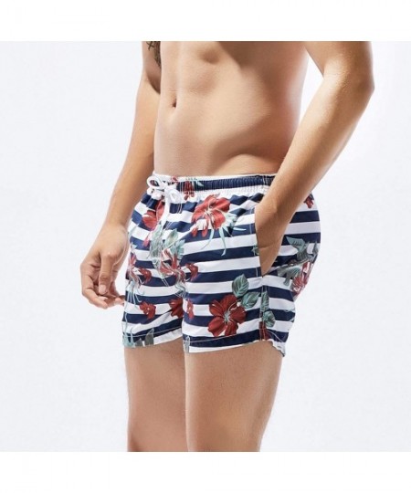 Board Shorts Mens Fashion Floral Drawstring Swim Trunks Outdoor Elastic Waist Slim Fit Beach Shorts Quick Dry Bathing Suits -...