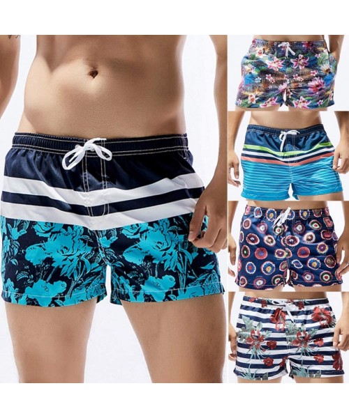 Board Shorts Mens Fashion Floral Drawstring Swim Trunks Outdoor Elastic Waist Slim Fit Beach Shorts Quick Dry Bathing Suits -...