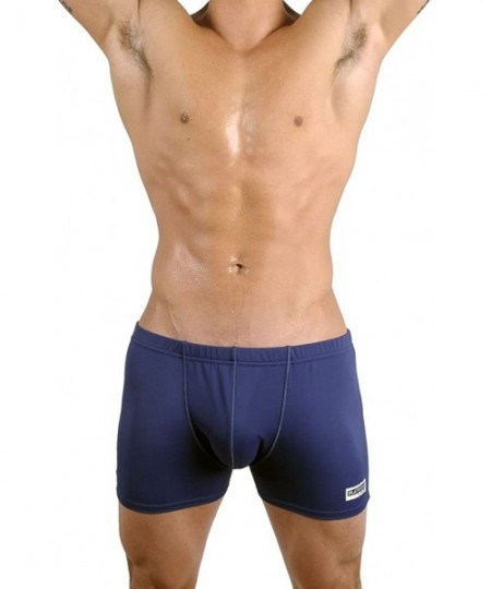 Briefs Men's Solid Swimming Square Leg Boxer Swimsuit - Blue - CX115CC9KBN