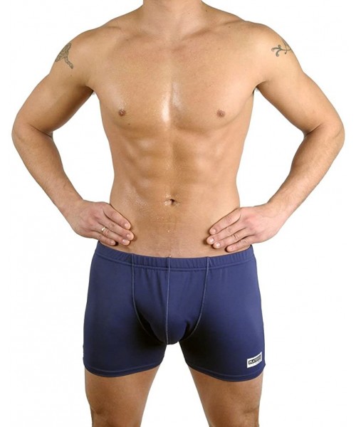 Briefs Men's Solid Swimming Square Leg Boxer Swimsuit - Blue - CX115CC9KBN