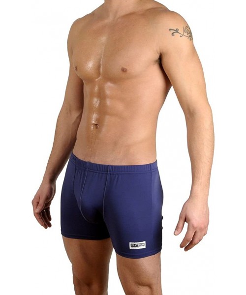 Briefs Men's Solid Swimming Square Leg Boxer Swimsuit - Blue - CX115CC9KBN