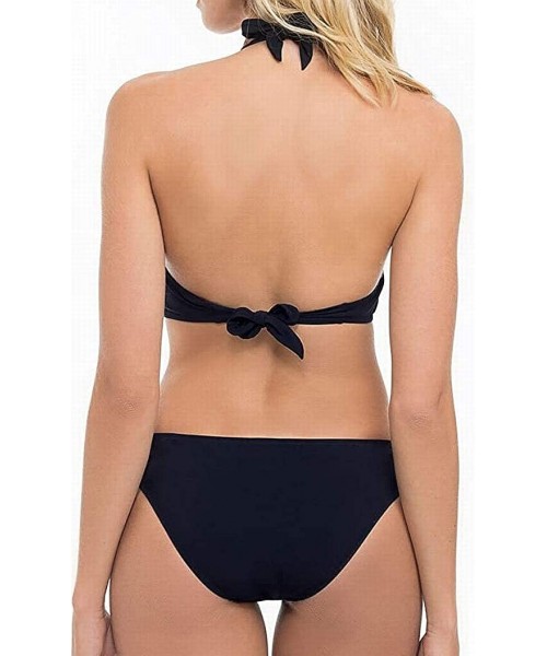 One-Pieces Women's Halter Monokini One Piece Swimsuit - Cocktail Party Black - CE126MGACZT