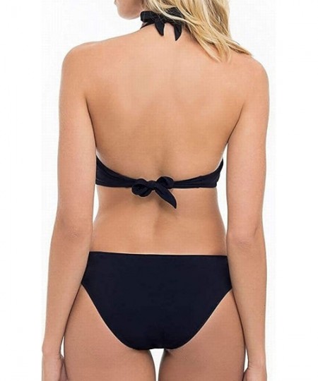 One-Pieces Women's Halter Monokini One Piece Swimsuit - Cocktail Party Black - CE126MGACZT