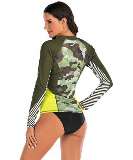 One-Pieces Women Rash Guard Long Sleeve Swimsuit Two Piece with Boyshort Zipper UPF 50 Zipper Surfing One Piece Swimsuit - Ar...