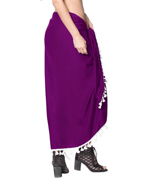 Cover-Ups Womens One Size Swimwear Pareo Sarong Bikini Coverups Wrap Embroidered - Autumn Violet_b336 - CH180644ECL