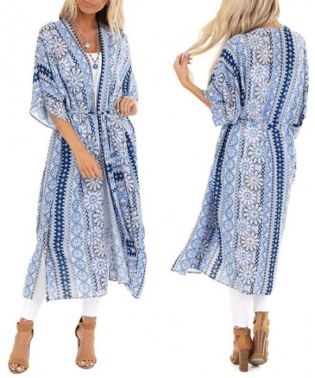 Cover-Ups Womens Cover Ups Chiffon Floral Print Kimono Loose Shawl Cardigan Boho Summer Casual Blouse Top Sexy Beach Swimwear...