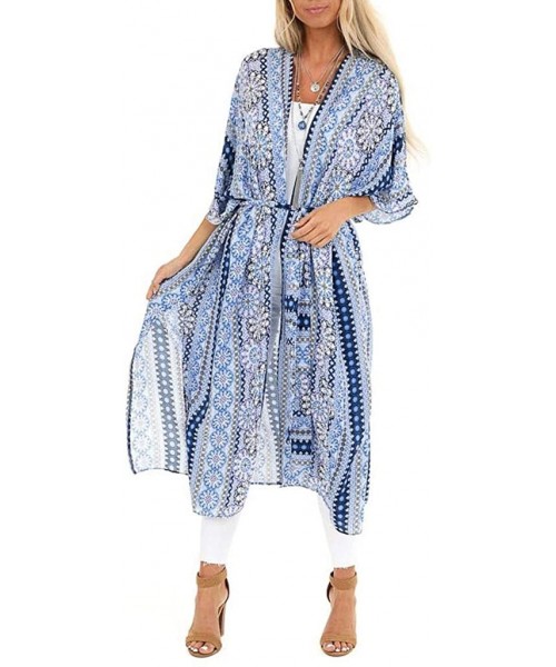 Cover-Ups Womens Cover Ups Chiffon Floral Print Kimono Loose Shawl Cardigan Boho Summer Casual Blouse Top Sexy Beach Swimwear...