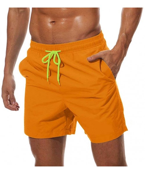 Trunks Men's Quick Dry Swim Trunks with Mesh Lining Beach Shorts Boardshorts Swim Shorts 3 Pockets - Orange - CK197E9SEDW