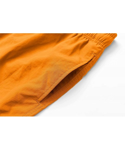 Trunks Men's Quick Dry Swim Trunks with Mesh Lining Beach Shorts Boardshorts Swim Shorts 3 Pockets - Orange - CK197E9SEDW