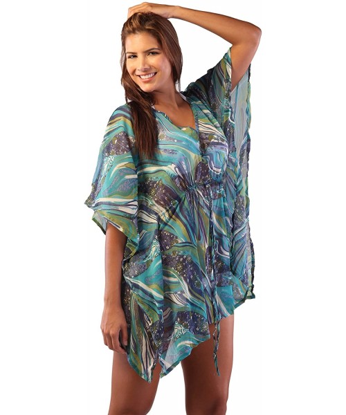 Cover-Ups Swimsuit Cover up Poncho - Turquoise - CW125U2PE19