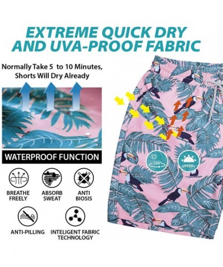 Board Shorts Men's Swim Trunks Quick Dry Mesh Lining Swimming Beach Surfing Shorts Bathing Wear - Rainforest Parrot - CV18W9K...