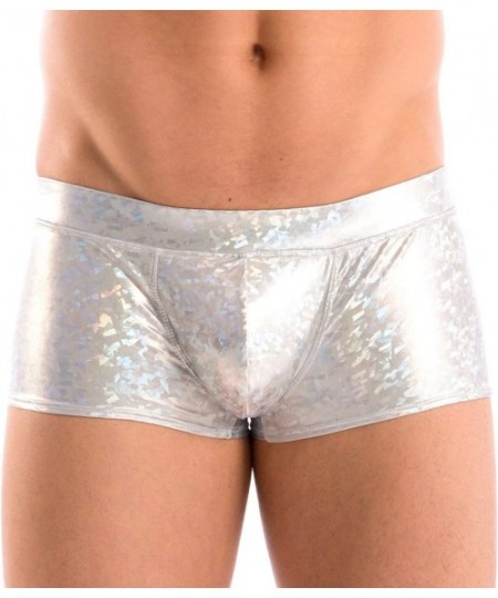 Racing Mens New Solid Hot Body Boxer Swimsuit - Silver Ice - CA187GERA7C