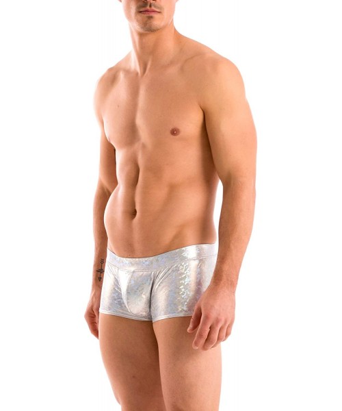 Racing Mens New Solid Hot Body Boxer Swimsuit - Silver Ice - CA187GERA7C