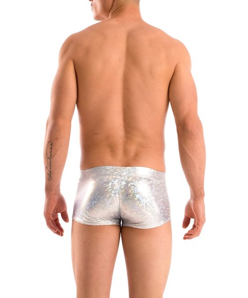 Racing Mens New Solid Hot Body Boxer Swimsuit - Silver Ice - CA187GERA7C