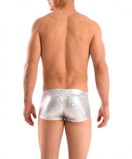 Racing Mens New Solid Hot Body Boxer Swimsuit - Silver Ice - CA187GERA7C