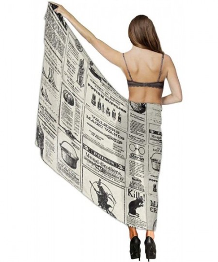 Cover-Ups Women Girls Beach Swimsuit Cover Up Fashion Wedding Party Shawl Wrap - Newspaper - CS196SKS2YO