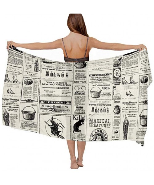 Cover-Ups Women Girls Beach Swimsuit Cover Up Fashion Wedding Party Shawl Wrap - Newspaper - CS196SKS2YO