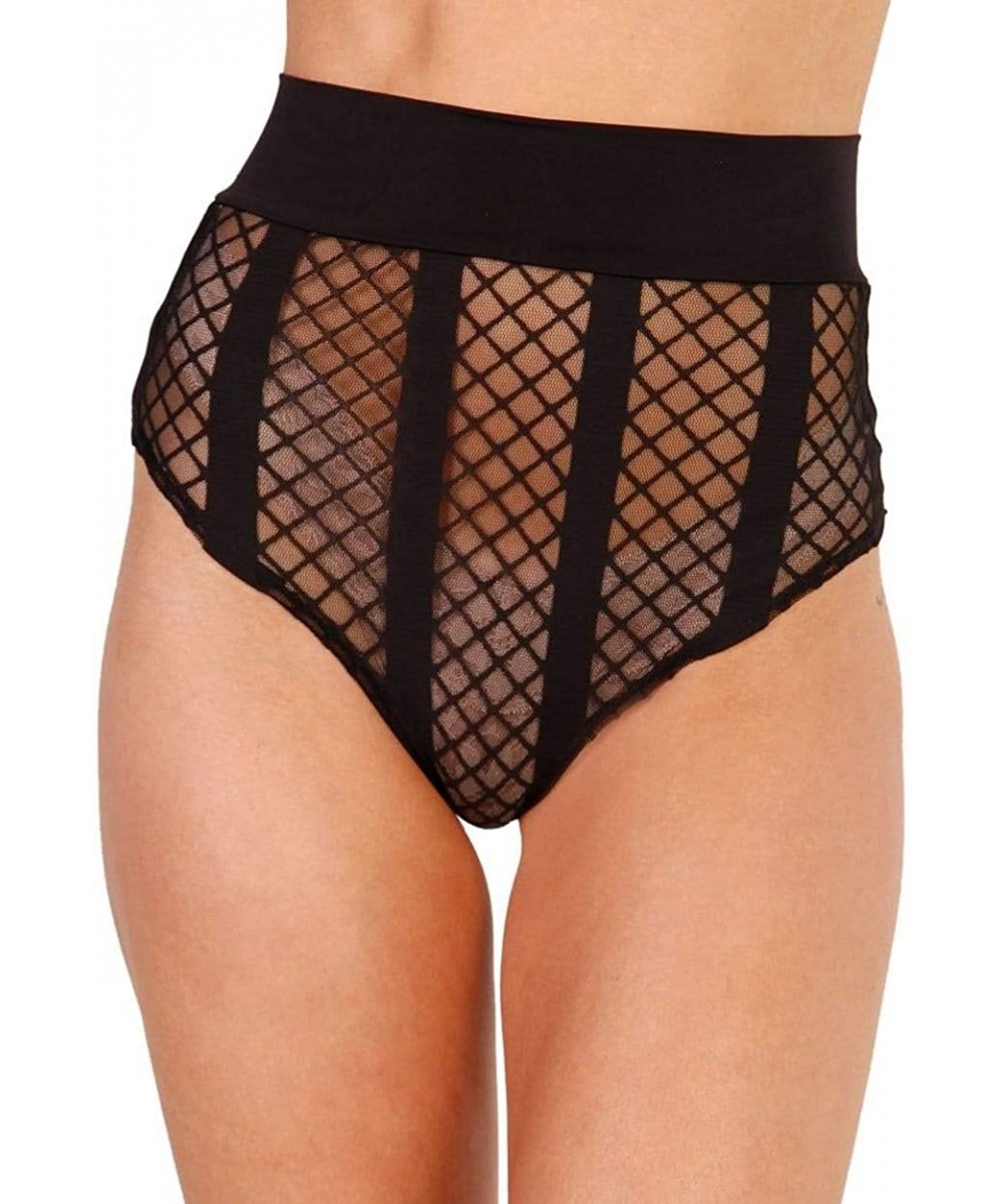 Bottoms Women's Festival Rave Thong Booty Shorts - Shockwave Fishnet - C118A86I8I4