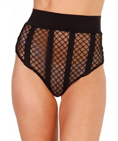 Bottoms Women's Festival Rave Thong Booty Shorts - Shockwave Fishnet - C118A86I8I4