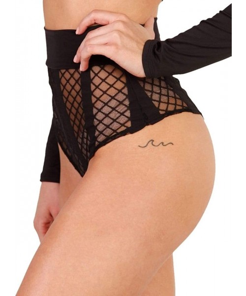 Bottoms Women's Festival Rave Thong Booty Shorts - Shockwave Fishnet - C118A86I8I4