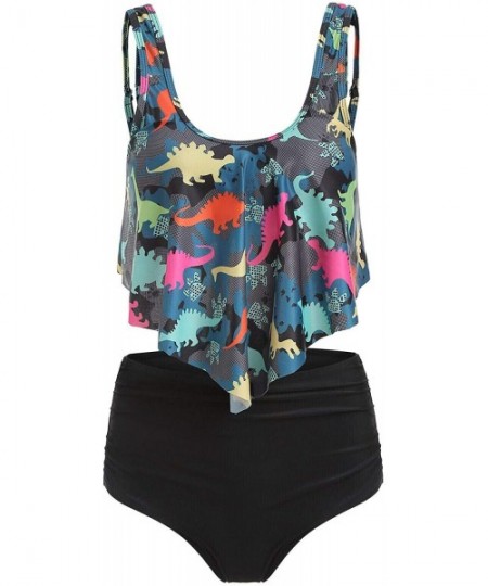 Sets Summer Sexy Bathing Suits Twist Cutout Dinosaur Print Tankini Swimsuit - Mutil-a - C8198OURW8L