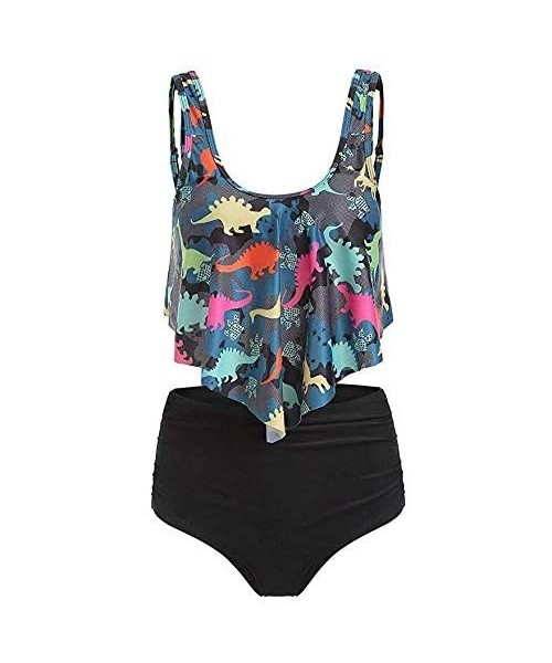 Sets Summer Sexy Bathing Suits Twist Cutout Dinosaur Print Tankini Swimsuit - Mutil-a - C8198OURW8L