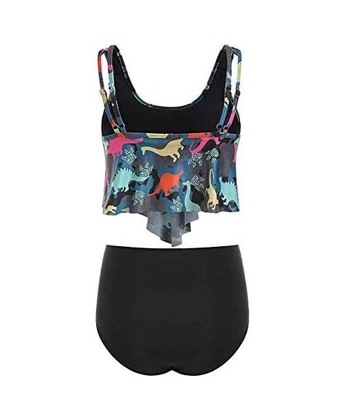 Sets Summer Sexy Bathing Suits Twist Cutout Dinosaur Print Tankini Swimsuit - Mutil-a - C8198OURW8L