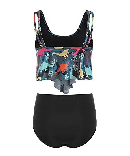 Sets Summer Sexy Bathing Suits Twist Cutout Dinosaur Print Tankini Swimsuit - Mutil-a - C8198OURW8L