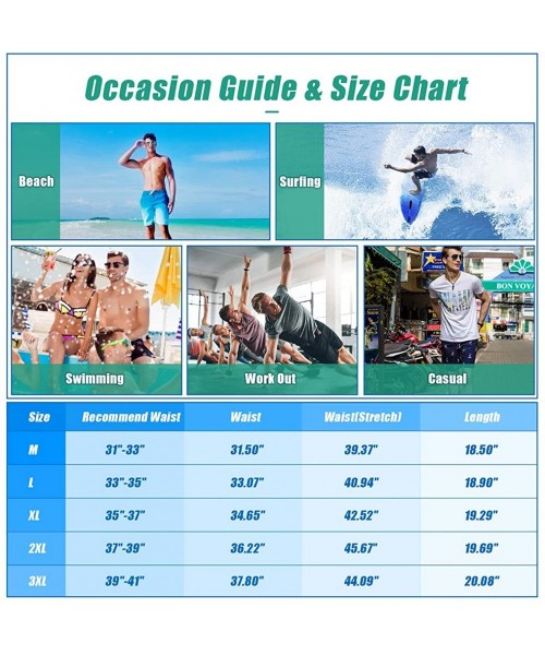 Board Shorts Mens Swim Trunks Quick Dry Beachwear Board Shorts Swimwear with Mesh Lining - Ocean Surf - CC18TWA0XOR