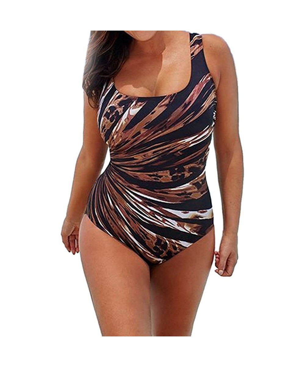 One-Pieces Womens Swimsuit Colorful Padded Swimsuit Monokini One-Piece Swimwear Push Up Bikini Sets - Multicolor C - CL196ORSXYA