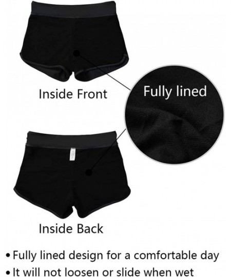 Bottoms Womens Solid Swim Shorts Stretch Board Shorts Swimsuit Bottoms - Solid Black - C2182AH7L0Q