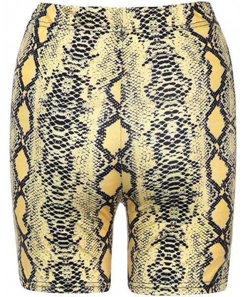 Board Shorts Womens Snakeskin Print Leggings Sport Outdoor Casual Cycling Tight Stertch Short Pants - Yellow - CM1924NRMD3