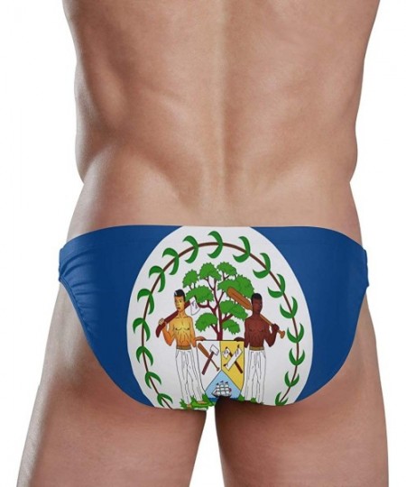 Briefs Men's Swimming Briefs- Adjustable Drawstrings - Comfortable Low Waist Swim Trunks Bahamas Flag - Belize Flag - C4195RI...