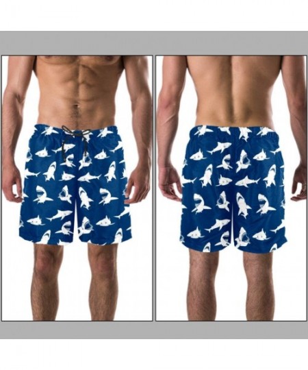 Board Shorts Great White Sharks Silhouettes Pattern Swim Trunks Elastic Swimsuit Board Shorts for Men-L - CZ19C9GH3U8