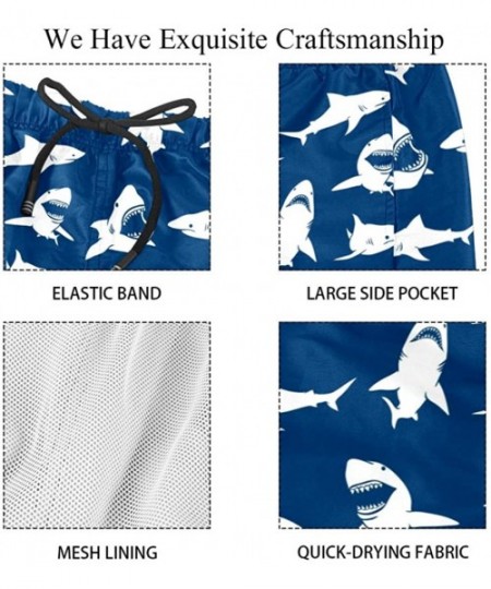 Board Shorts Great White Sharks Silhouettes Pattern Swim Trunks Elastic Swimsuit Board Shorts for Men-L - CZ19C9GH3U8