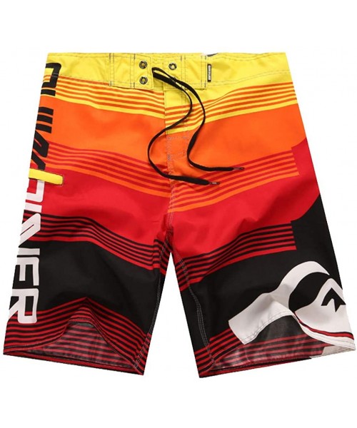 Board Shorts Men's Quick Dry Swim Trunks with Pockets Long Elastic Waistband Patchwork Beach Board Shorts Bathing Suits - Red...