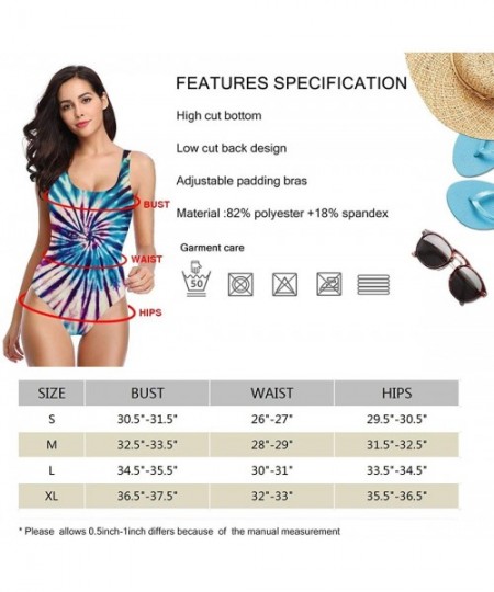 Racing Women Conservative Vintage Sports One-Piece Halter Backless Swimwear Beachwear - Colorful Art Psychedelic Spiral Pictu...