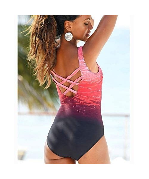 One-Pieces Women's One Piece Swimsuits Athletic Training Swimwear Bathing Suits for Women - Red - CD19444KZM9