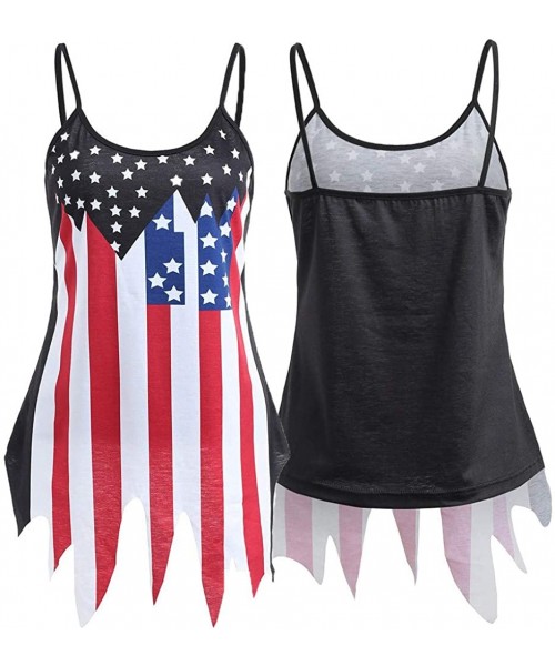 Bottoms American Flag T Shirt for Women Casual Sleeveless Tank Blouses Irregular Hem Ful Slip Tunic Blouse Mini Dress Blue - ...