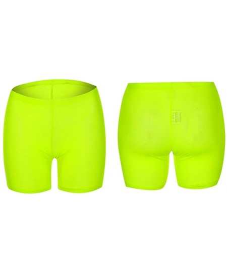 Cover-Ups Women Sexy Perspective Mesh Sheer Swim Shorts Pants Bikini Bottom Cover up - A-fluorescent Green - C218EO9T30W